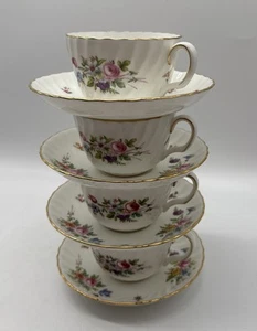 Mintons Marlow Made In England Tea Cup And Saucer Globe Stamp Service For 4 - Picture 1 of 6
