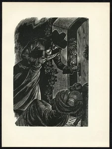 Fritz Eichenberg WOMAN FAINTS AT DOORSTEP Jane Eyre illustration, 1943 engraving - Picture 1 of 3