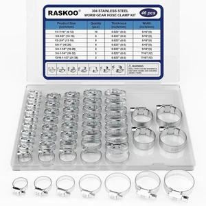 Stainless Steel Hose Clamps Kit (46 PCS), 7 Sizes 1/4"-1-1/2" - Picture 1 of 7