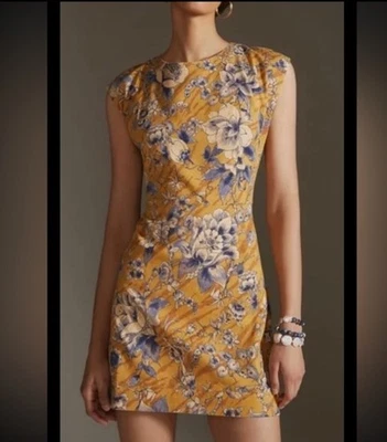 ANTHROPOLOGIE Vestido Boho Gorra Dorado Azul Espalda Abierta Mini Plus 22W Foto 1 de 4