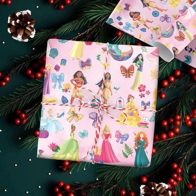 Coquette Princess Bow Wrapping Paper, Watercolor Fairytale Girls Gift Wrap - Image 1 of 3