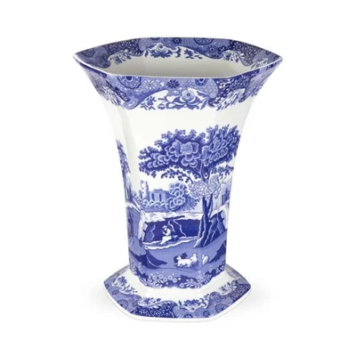Spode Blue Italian Hexagonal Vase - 10.5" Porcelain Decorative Accent with Or... - Image 1 of 4