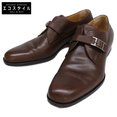 HERMES Mocasines Correa Monje Único Logo Cuero Talla EU43.5 US10 Marrón Hombres - Imagen 1 de 4