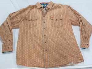 Panhandle Slim Pearl Snap Western Shirt Large Orange Abstract Geometric Cowboy - Picture 1 of 17