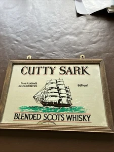 Vintage Pub Mirror Cutty Sark WHISKY Ship Advertising man Cave Pub Bar 32x22cm - Picture 1 of 6