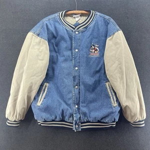 Rare Vintage 90s Disney Varsity Jacket 45 Years Of Magic Denim Coat Size XL - Picture 1 of 16