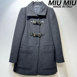 Chaqueta Abrigo MIU MIU Archive Gris Lana Angora Cinturón Acampanado Aline Talla 38 Y2K Italia - Imagen 1 de 11
