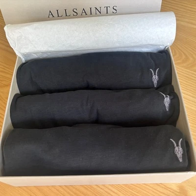 NEW ALLSAINTS BLACK BRACE CREW T SHIRTS 3 PACK - SLIM FIT - SIZE XS RRP - £105 - Image 1 of 4