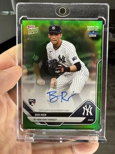 2025 Topps Now Road To Opening Day On Card Auto Green /99 Ben Rice Yankees - Bild 1 von 2