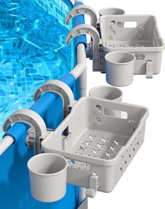 2-Pack Poolside Storage Basket Pool Cup Holder, Above Ground Pool Accessories - Picture 1 of 11