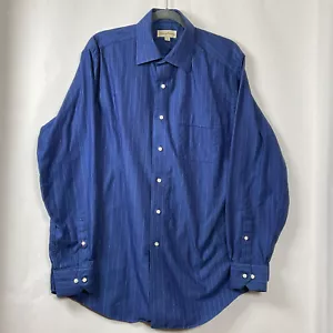 Tommy Bahama Mens Blue White Pinstripe Cotton Button Up Shirt 16.5 34-35 - Picture 1 of 15