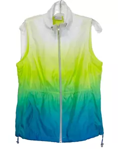 Zenergy Chicos 1 Full Zip Mock Neck Vest Womens M Cinch Waist Teal Green Ombre - Bild 1 von 9
