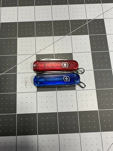 Victorinox Classic SD Swiss Army Knives 58MM RED & BLUE LOT OF 2 6811 - Picture 1 of 8
