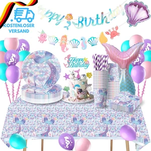 Meerjungfrau Geburtstag Deko, Meerjungfrau Partygeschirr Set, Meerjungfrau Kinde - Bild 1 von 12