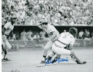 FELIX MILLAN  NEW YORK METS  W/ JOHNNY BENCH  ACTION SIGNED 8x10 - Picture 1 of 1