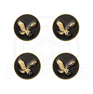 Eagle Gold & Black Metal Wire Wheel Chip Emblems, Size 2.25", Set or Single - Picture 1 of 21