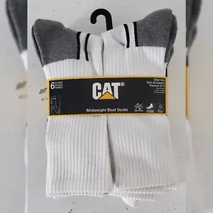 CATERPILLAR CALZINI STIVALI MEDI ORIGINALI UOMO 6 PAIA SCARPA MISURA 8-12 BIANCO - Foto 1 di 6