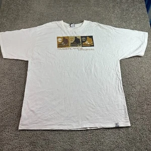 VINTAGE Timberland Boots Shirt Mens XXL 2XL White USA Made Short Sleeve 90s* - Picture 1 of 14