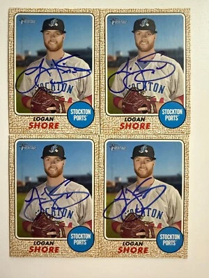 logan shore 2017 topps heritage 4 card autographed lot athletics rookies - Image 1 of 2