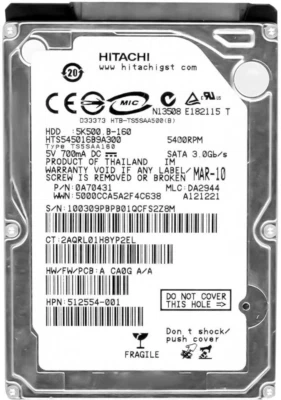 Hitachi TravelStar 5K500.B HTS545016B9A300 160GB 5.4K 8MB SATA II 2.5'' Inch - Image 1 of 3