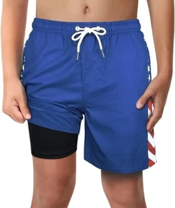 LUCOWEE Boys Swim Bathing Trunks Soft Compression Liner Swimming Shorts - Picture 1 of 24