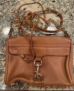 Rebecca Minkoff Mini MAC Brown Leather Crossbody Bag with Gold Hardware - Picture 1 of 4