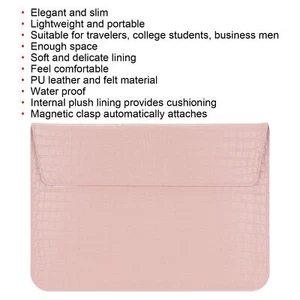 Laptop Sleeve 15.4in Magnetic Buckle Design 39x28x1cm Protective Waterproof PU - Afbeelding 1 van 12