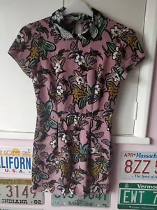 Topshop Pink Floral Collared Playsuit Size 8 - Picture 1 of 5