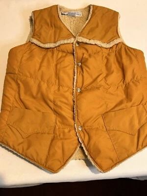 Mustang Goose Down Vest Men's Small Sherpa Western Action Sportswear Button Up - Image 1 of 4