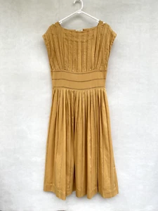 ๐ Womens Toast UK Cotton Sleeveless Box Pleat Fit & Flare Midi Dress Size 10 - Picture 1 of 5