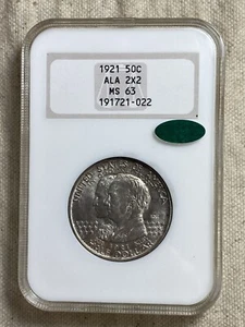 1921 2X2 Alabama Centennial Half Dollar MS63 NGC CAC Fatty Old Holder Full Holo - Picture 1 of 8