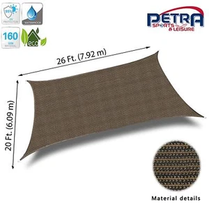 Tela tejida duradera para vela solar rectangular (marrón) de 26 pies x 20 pies Petra's. - Imagen 1 de 2
