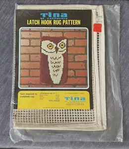 Vintage Tina of California Riegel Haken Muster LITTLE BROWN OWL bedruckt Canvas - Bild 1 von 3
