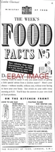 WW2 Ministerium für Ernährung Info. ANZEIGE "Food Facts Nr.5" Original Printanzeige 727/23 - Bild 1 von 1