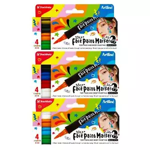 Artline Face Paint Brush Style Marker | 4pc Set FacePainting Markers Arts Craft - Picture 1 of 9