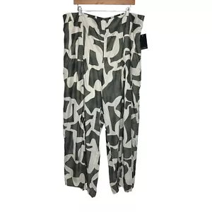 Eloquii Womens Printed Pull On Wide Leg Pant Size 20 Green Slit Hem - Picture 1 of 9