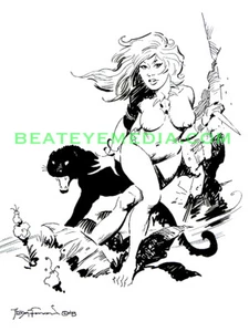 MIKE HOFFMAN-Original Art-Comic Art-Frazetta,Monster,Animation,Panther,pinup - Picture 1 of 1