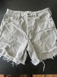 Pantalones Cortos We the Free People Mujer 26 Gris Botón Mosca Abertura Lateral - Imagen 1 de 6