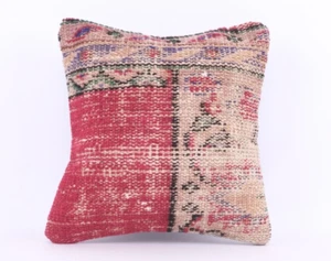 Handmade Square Jute Kilim Cushion Cover Indian Vintage Pillow 14x14 Rug Boho - Picture 1 of 6