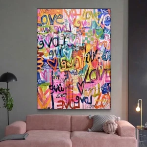 Graffiti Street Art love Street Art Canvas Wall Art Painting Home Wall Decor - Picture 1 of 5