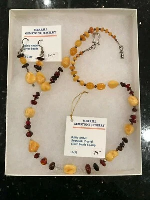 COLLAR MERRILL HECHO A MEDIDA ÁMBAR BÁLTICO CRISTAL SWAROVSKI PLATA ESTERLINA Foto 1 de 4