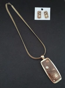 Damen Halskette Anhänger & Ohrringe Set Blumen Modeschmuck Beachy Boho - Bild 1 von 14