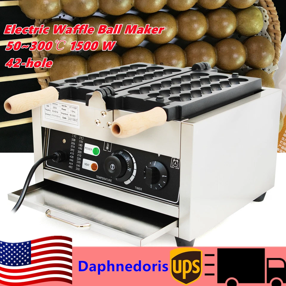 42-hole Commercial Donut Ball Maker Electric Waffle Ball Baking Machine Nonstick - Image 1 of 4