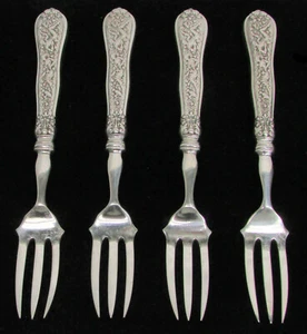 RARE TIFFANY & CO 4 HOLLOW HANDLE FULL STERLING SILVER OLYMPIAN 6 3/4"FISH FORKS - Picture 1 of 4