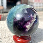 427G Natural Rainbow Fluorite Sphere Quartz Crystal Ball Healing Decor
