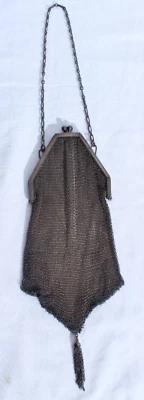 VINTAGE STERLING SILVER OPERA MESH HAND BAG PURSE - Image 1 of 4