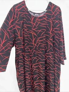 Ulla Popken Maxikleid rot/schwarz 3/4 Arm Taschen Übergröße 28/30 Boho - Bild 1 von 17