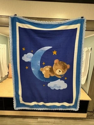 Cozy Fleece Blanket with Handcrafted Crochet Edging Twinkle Twinkle 45"X56" - Image 1 of 4