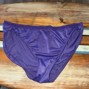 Bragas de bikini vintage moradas SATÉN ELÁSTICO segunda piel ribete de encaje 8 M - Imagen 1 de 16
