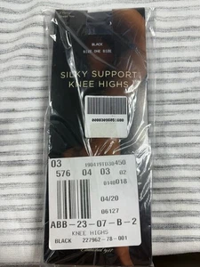 NEW 2 Pairs Silky Support Knee Highs Black One Size NWT Sheer Toe - Picture 1 of 3